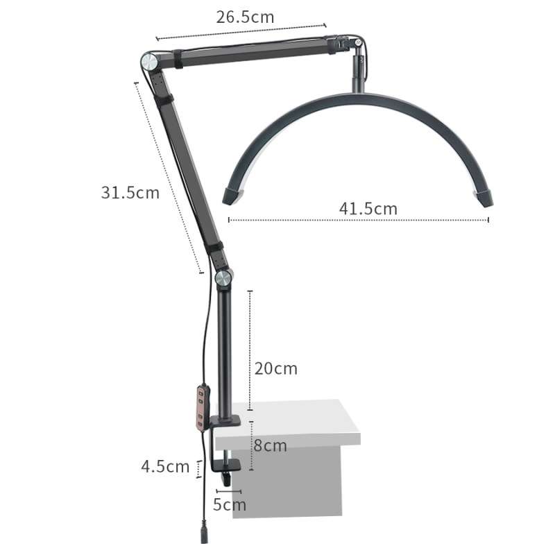 HD-M3X Pro 16 inch Adjustable Brightness Beauty Light Half Moon Light Eyelash Tech Lamp, Plug:EU Plu