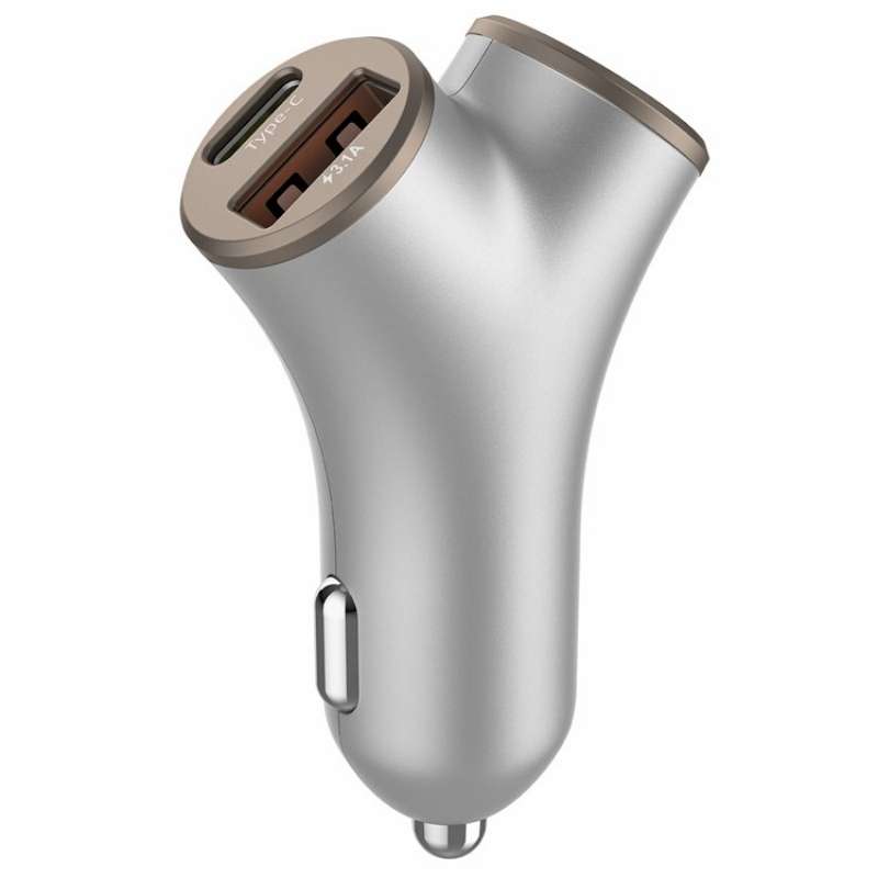 A2 2 USB + 2 Type-C Phone Fast Charging Power Adapter 78W Y-Shaped Car Charger(Black)