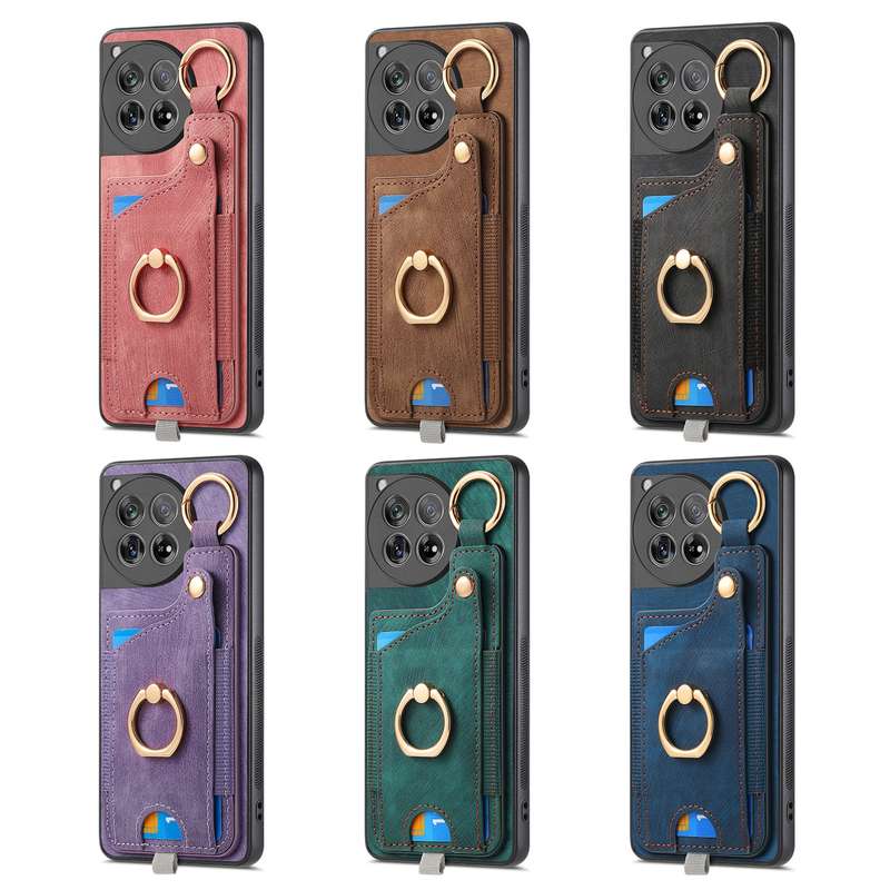 For OnePlus Nord CE3 Lite Retro Skin-feel Ring Card Bag Phone Case with Hang Loop(Purple)