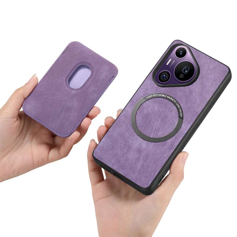 For Huawei Pura 70 Pro+ Retro Leather Card Bag Magnetic Phone Case(Purple)