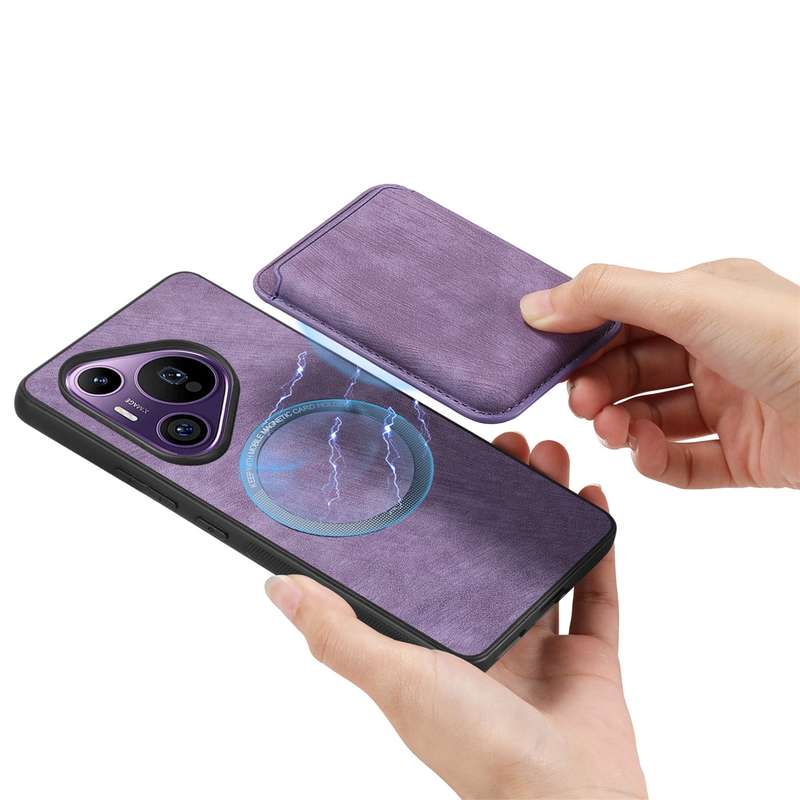 For Huawei Pura 70 Pro+ Retro Leather Card Bag Magnetic Phone Case(Purple)
