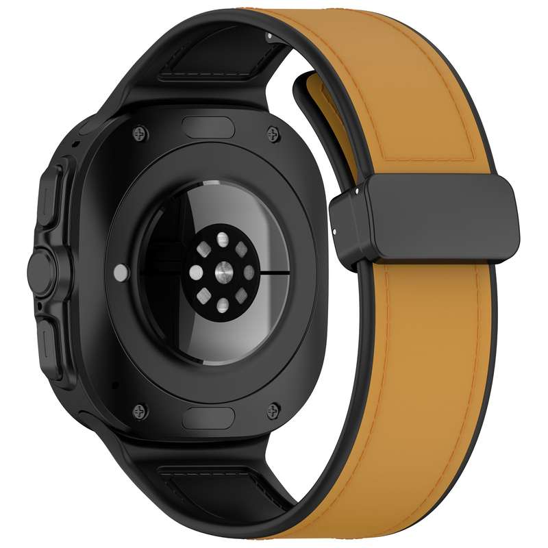 For Samsung Galaxy Watch 7 Ultra 47mm Magnetic Folding Buckle Silicone Leather Watch Band(Light