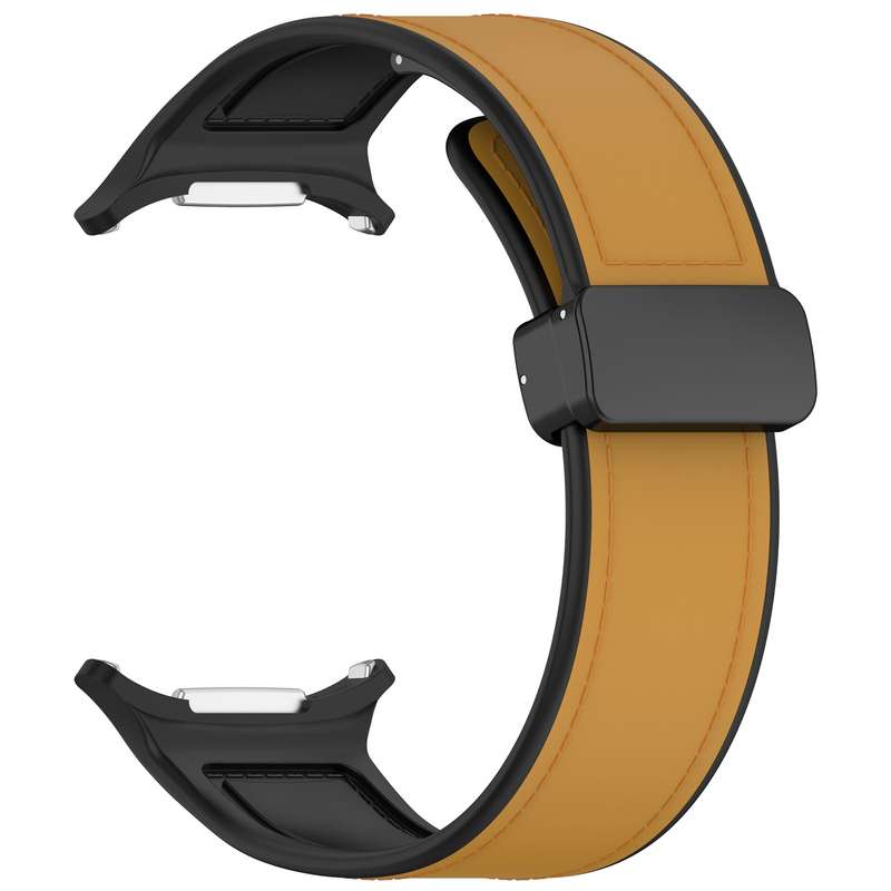 For Samsung Galaxy Watch 7 Ultra 47mm Magnetic Folding Buckle Silicone Leather Watch Band(Light