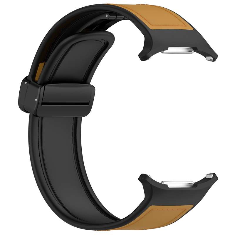 For Samsung Galaxy Watch 7 Ultra 47mm Magnetic Folding Buckle Silicone Leather Watch Band(Light