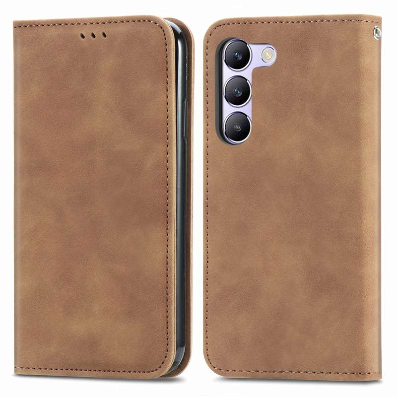 For vivo V40 SE Retro Skin Feel Magnetic Flip Leather Phone Case(Brown)