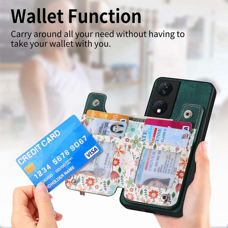 For Honor X40i Retro Painted Zipper Wallet Back Phone Case(Green)
