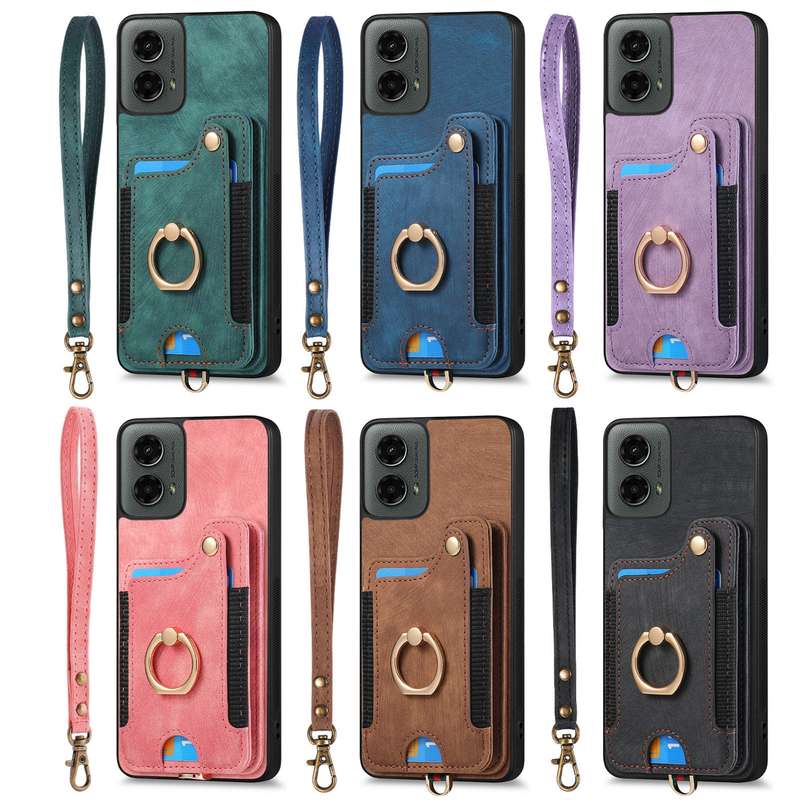 For Motorola G Power 5G 2024 Retro Skin-feel Ring Multi-card RFID Wallet Phone Case(Brown)