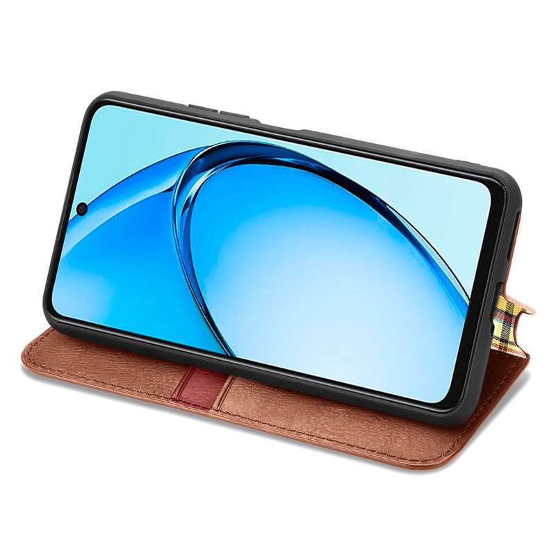 For OPPO A60 Cubic Grid Pressed Magnetic Leather Phone Case(Brown)