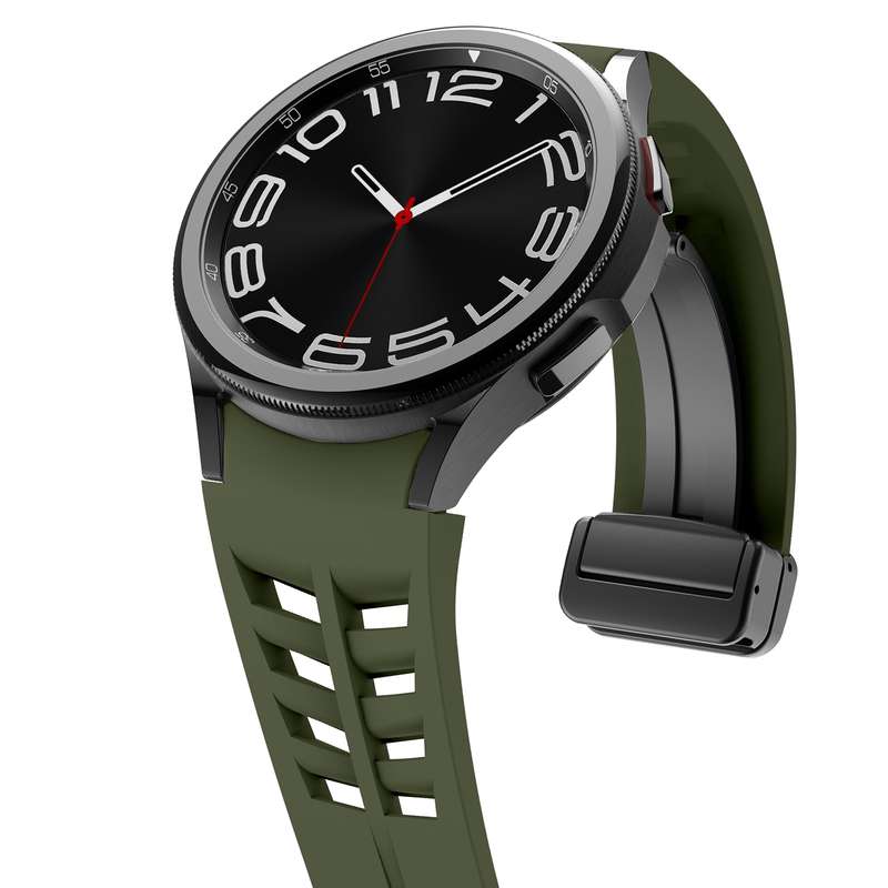 For Sansung Galaxy Watch 5 Pro 45mm Richard Magnetic Folding Black Buckle Silicone Watch Band(A