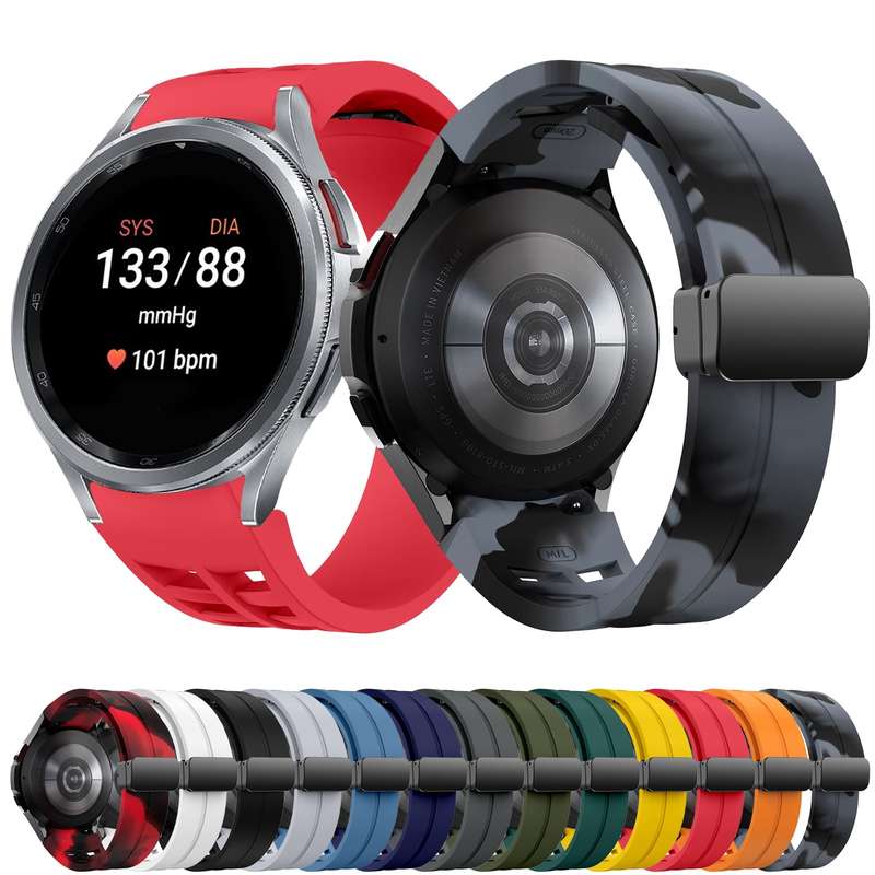For Sansung Galaxy Watch 5 Pro 45mm Richard Magnetic Folding Black Buckle Silicone Watch Band(A