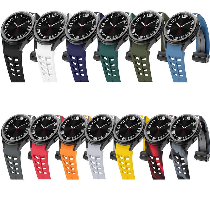 For Sansung Galaxy Watch 5 Pro 45mm Richard Magnetic Folding Black Buckle Silicone Watch Band(A