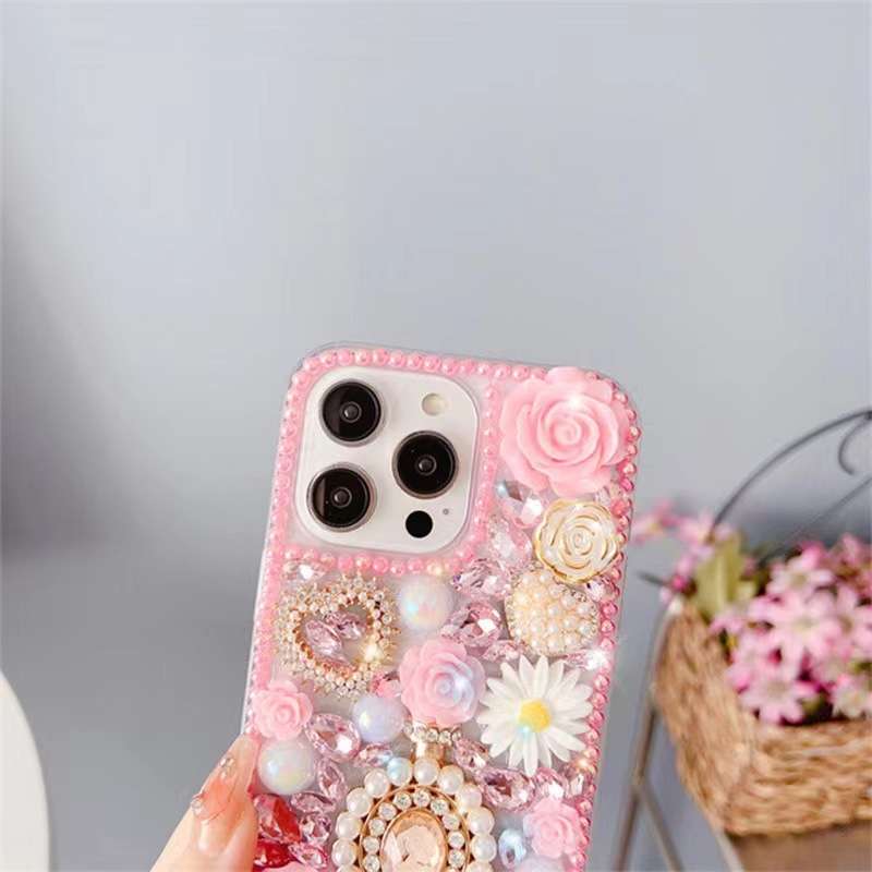 For iPhone 7 Plus / 8 Plus Diamond Inlaid Rose PC Phone Case(Purple)