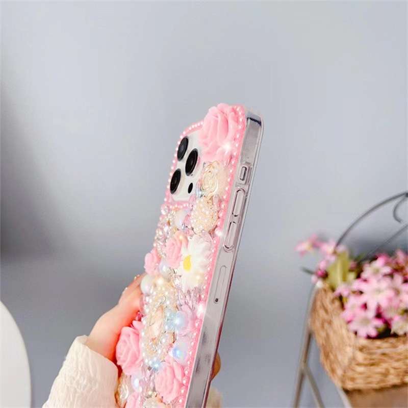 For iPhone 7 Plus / 8 Plus Diamond Inlaid Rose PC Phone Case(Purple)