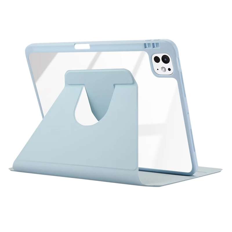 For iPad Pro 11 2024 ENKAY 360 Rotation PMMA Leather Smart Tablet Case with Pen Slot(Grey)