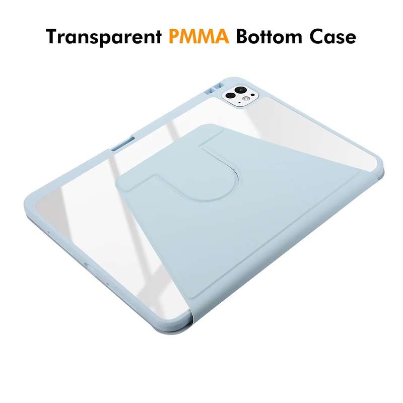For iPad Pro 11 2024 ENKAY 360 Rotation PMMA Leather Smart Tablet Case with Pen Slot(Grey)