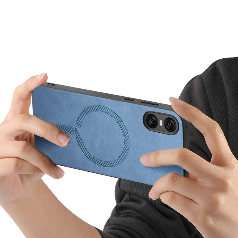 For Sony Xperia 10 V Retro Magsafe Magnetic PU Back Cover Phone Case(Blue)