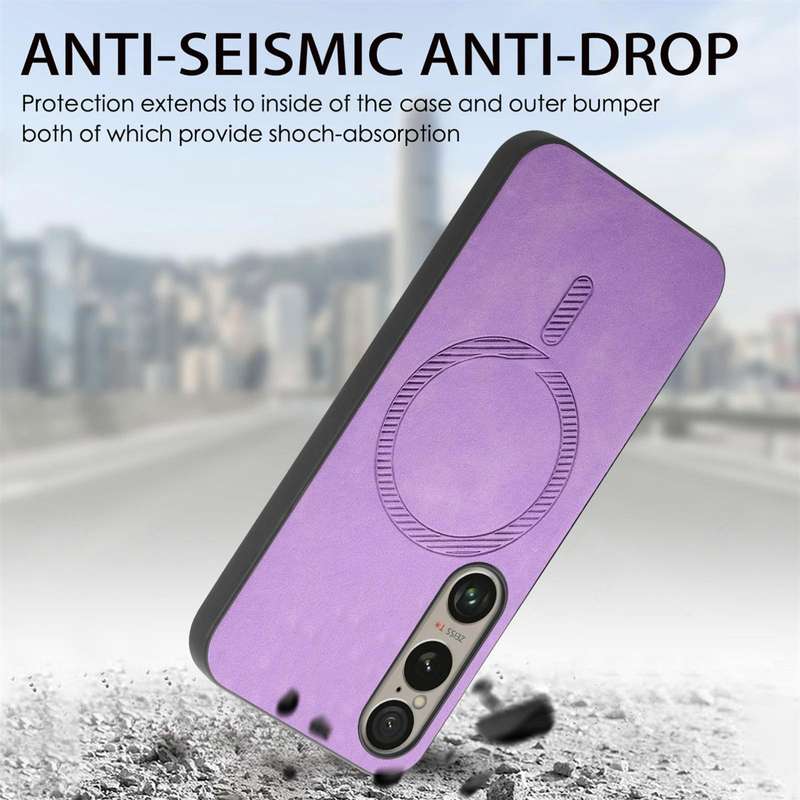 For Sony Xperia 10 V Retro Magsafe Magnetic PU Back Cover Phone Case(Blue)