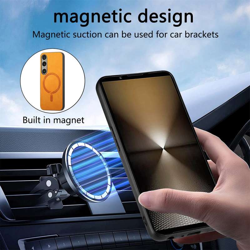 For Sony Xperia 10 V Retro Magsafe Magnetic PU Back Cover Phone Case(Blue)