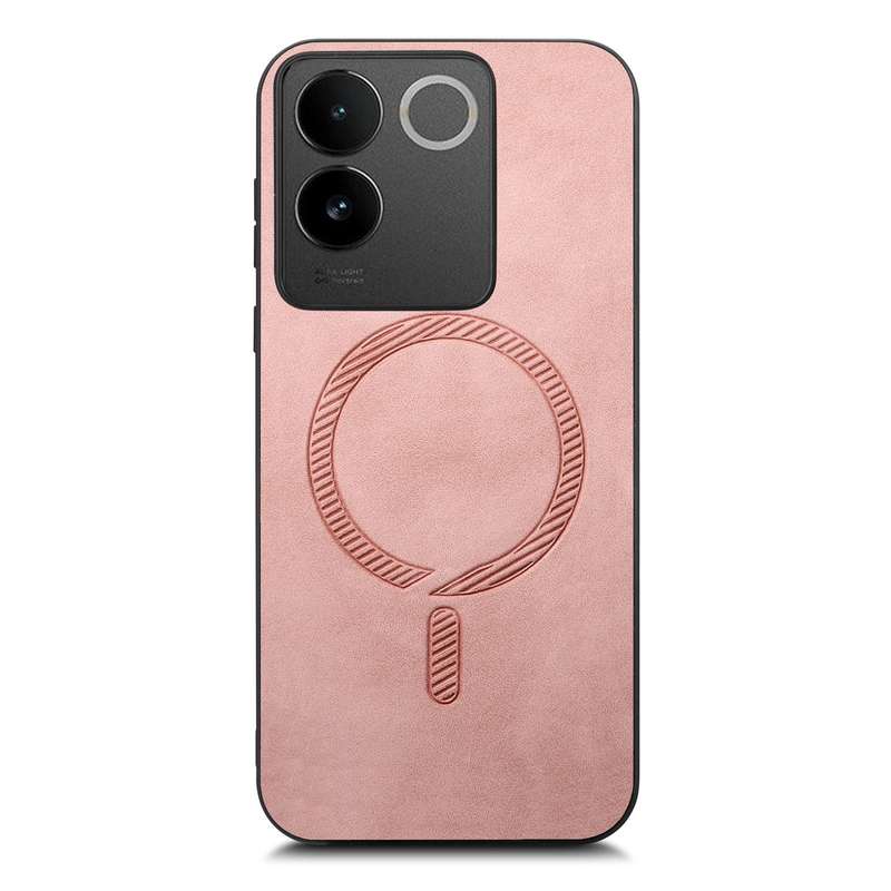 For vivo S17e Retro Magsafe Magnetic PU Back Cover Phone Case(Pink)