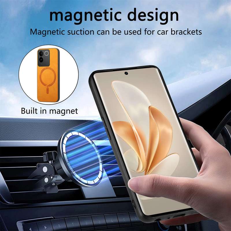 For vivo S17e Retro Magsafe Magnetic PU Back Cover Phone Case(Pink)
