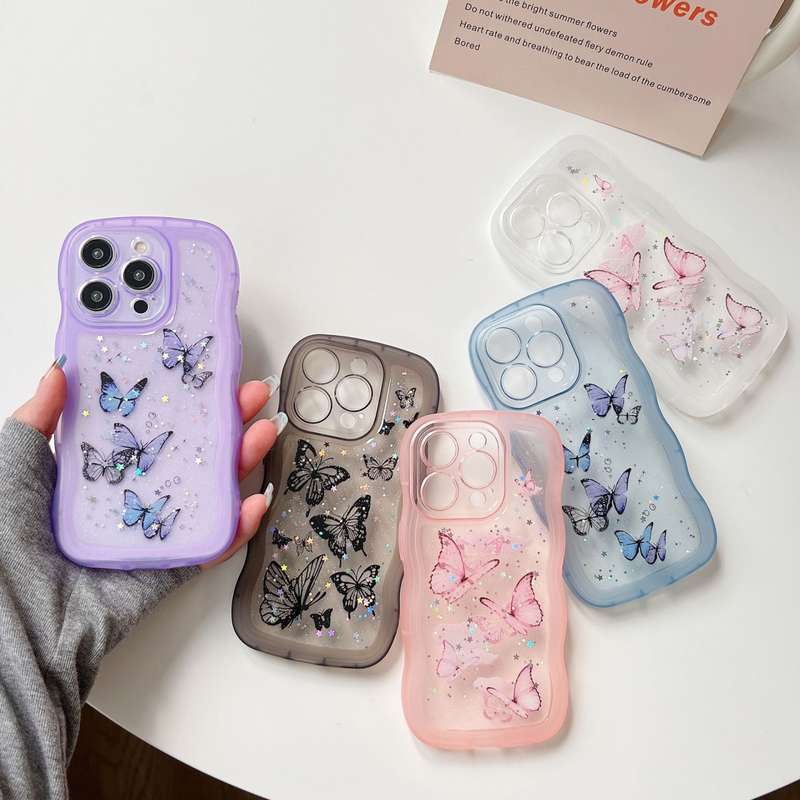 For iPhone 11 Wave Edge Butterfly TPU Hybrid PC Phone Case(Yellow)