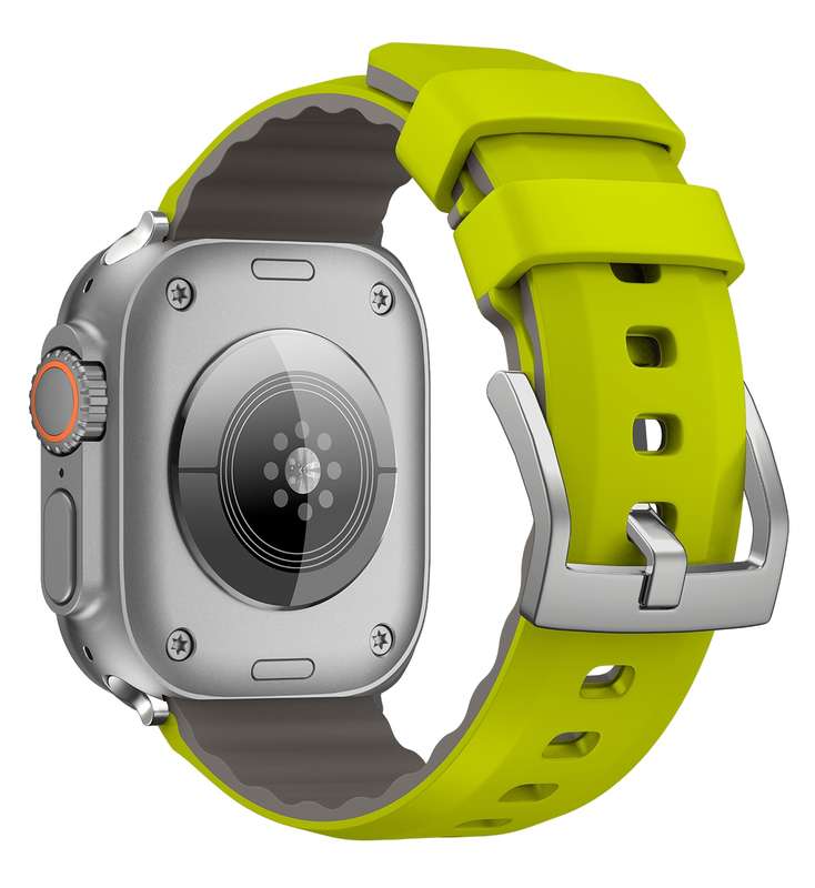 For Apple Watch Ultra 2 49mm Two-Color Silicone Watch Band(Fluorescent Green)