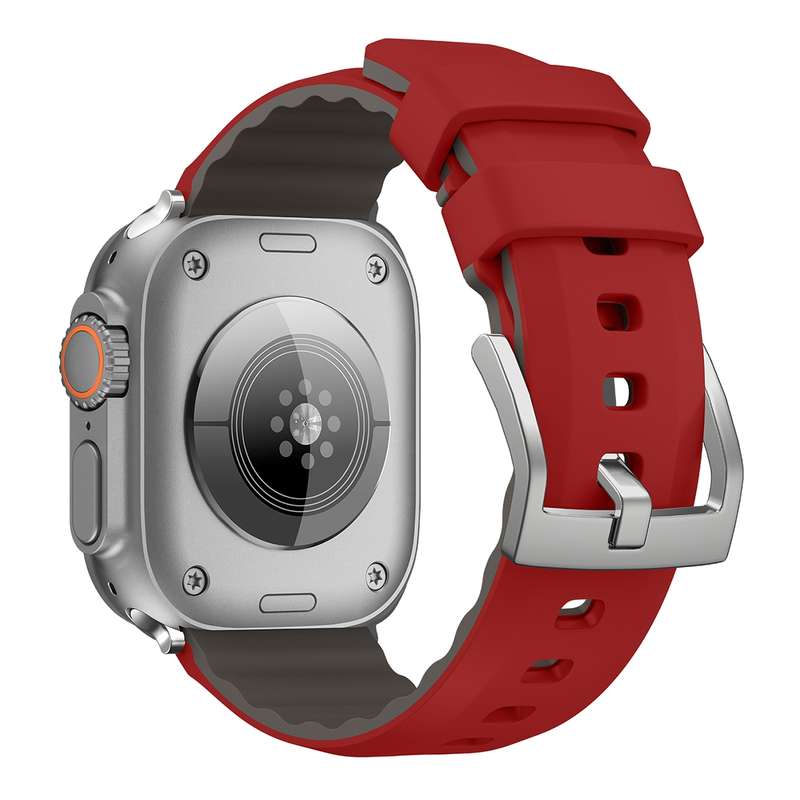 For Apple Watch SE 2022 44mm Two-Color Silicone Watch Band(Red)