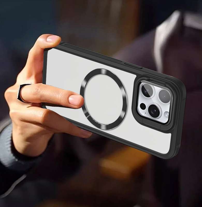 For iPhone 16 Pro Magsafe CD-grain Acrylic Hybrid TPU Phone Case(White)