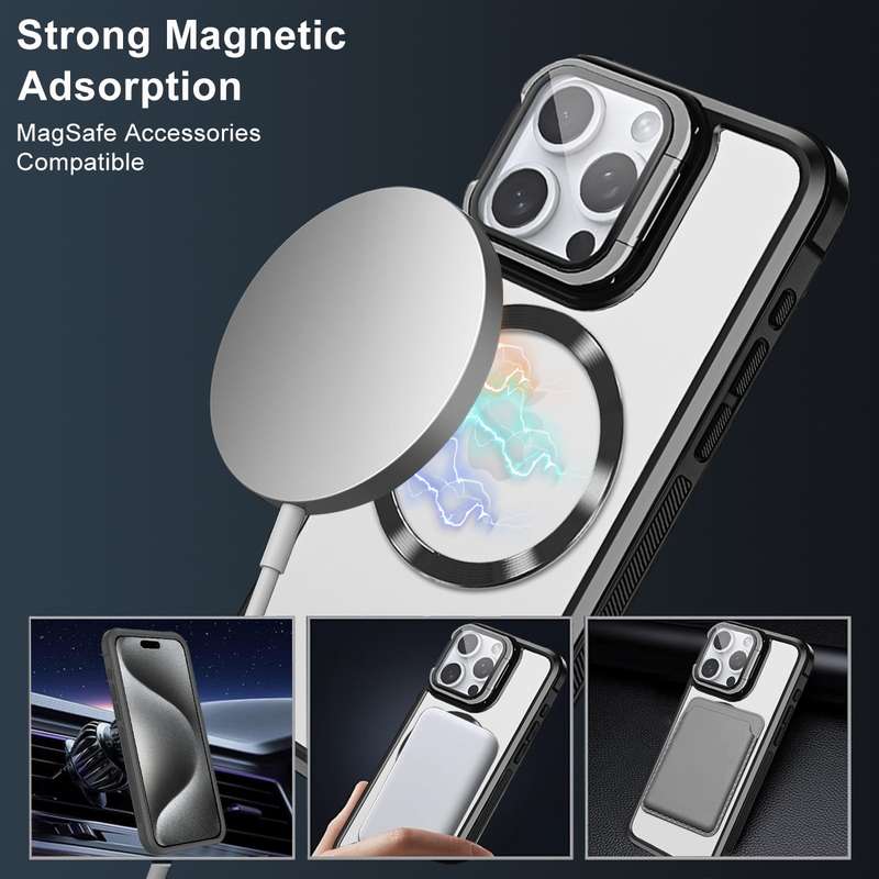 For iPhone 16 Pro Magsafe CD-grain Acrylic Hybrid TPU Phone Case(White)