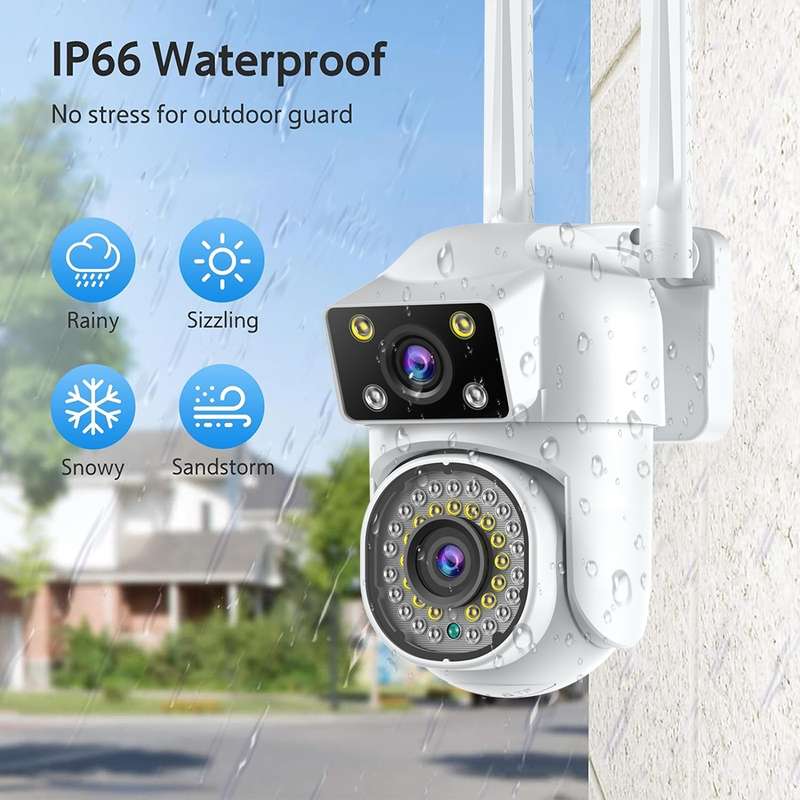 Dual-lens Cameras WiFi Home Outdoor Remote Night Vision Camera with Mobile Phone HD Outdoor Waterpro