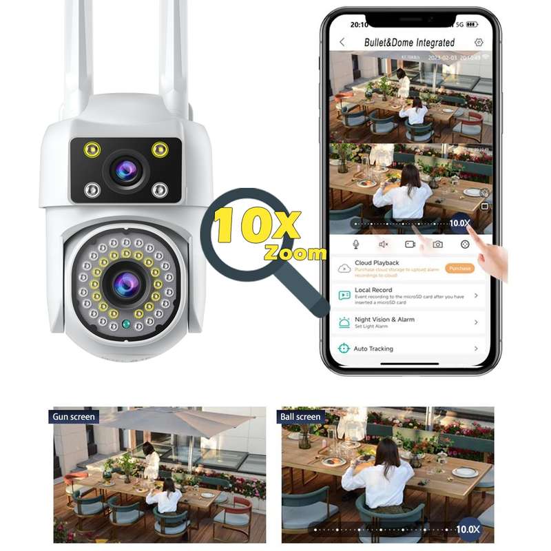 Dual-lens Cameras WiFi Home Outdoor Remote Night Vision Camera with Mobile Phone HD Outdoor Waterpro