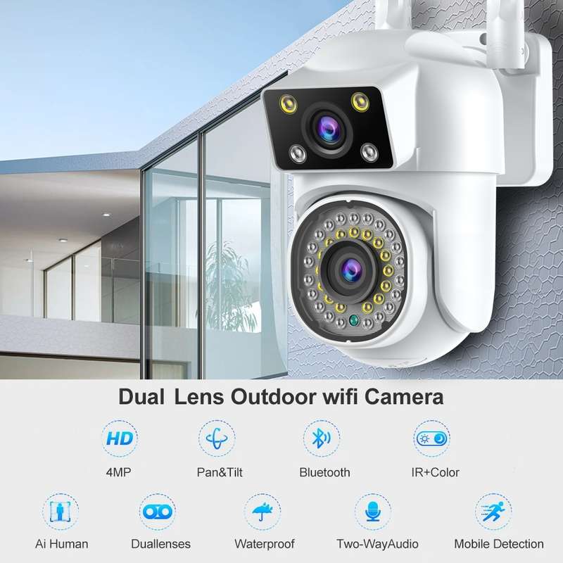 Dual-lens Cameras WiFi Home Outdoor Remote Night Vision Camera with Mobile Phone HD Outdoor Waterpro