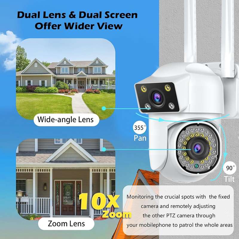 Dual-lens Cameras WiFi Home Outdoor Remote Night Vision Camera with Mobile Phone HD Outdoor Waterpro