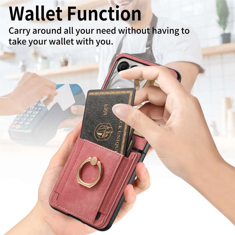 For Motorola Razr 50 Ultra Retro Skin-feel Ring Card Bag Phone Case(Pink)