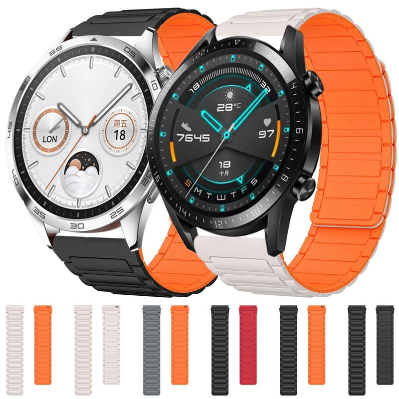 For Huawei Watch 3 Pro New 22mm I-shaped Magnetic Silicone Watch Band(Black+Red)