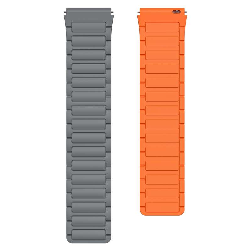 For Honor Watch GS 4 22mm I-shaped Magnetic Silicone Watch Band(Gray+Orange)