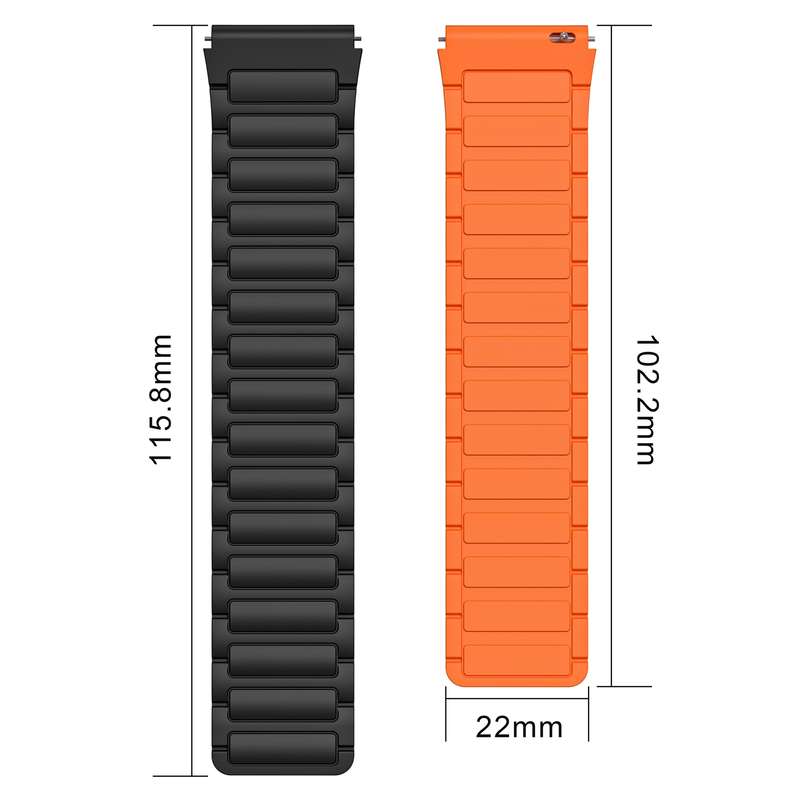 For Honor Watch GS 4 22mm I-shaped Magnetic Silicone Watch Band(Gray+Orange)