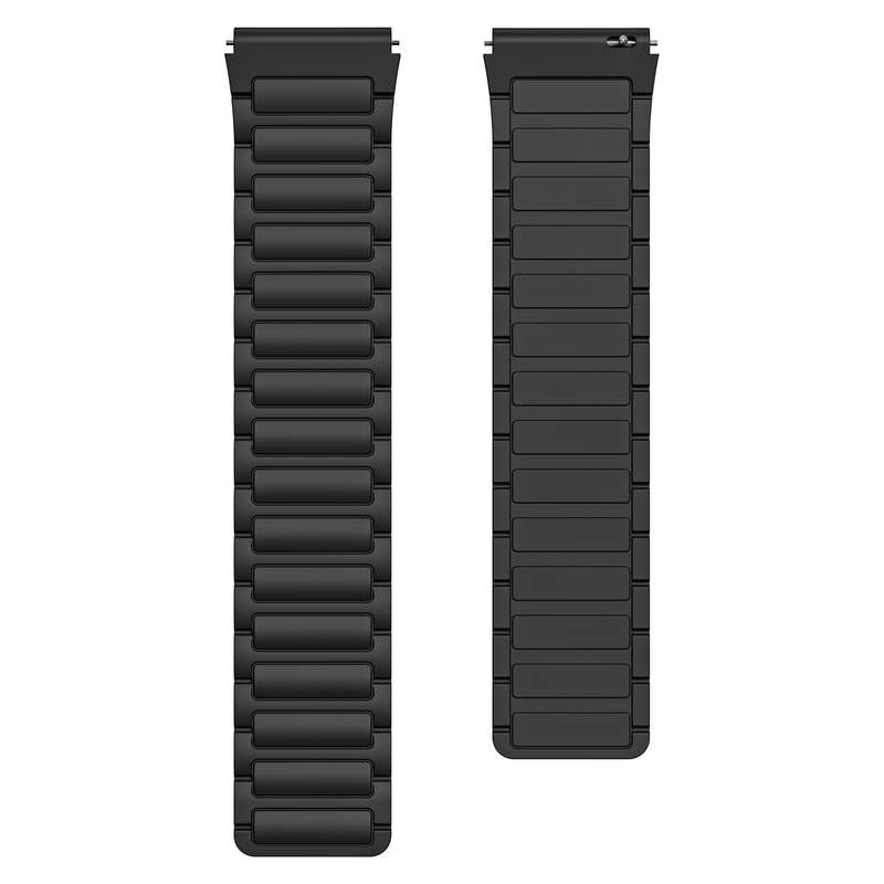 For Ticwatch Pro 3 Lite 22mm I-shaped Magnetic Silicone Watch Band(Black)