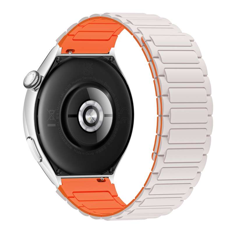 For Ticwatch Pro 3 Lite 22mm I-shaped Magnetic Silicone Watch Band(Starlight+Orange)