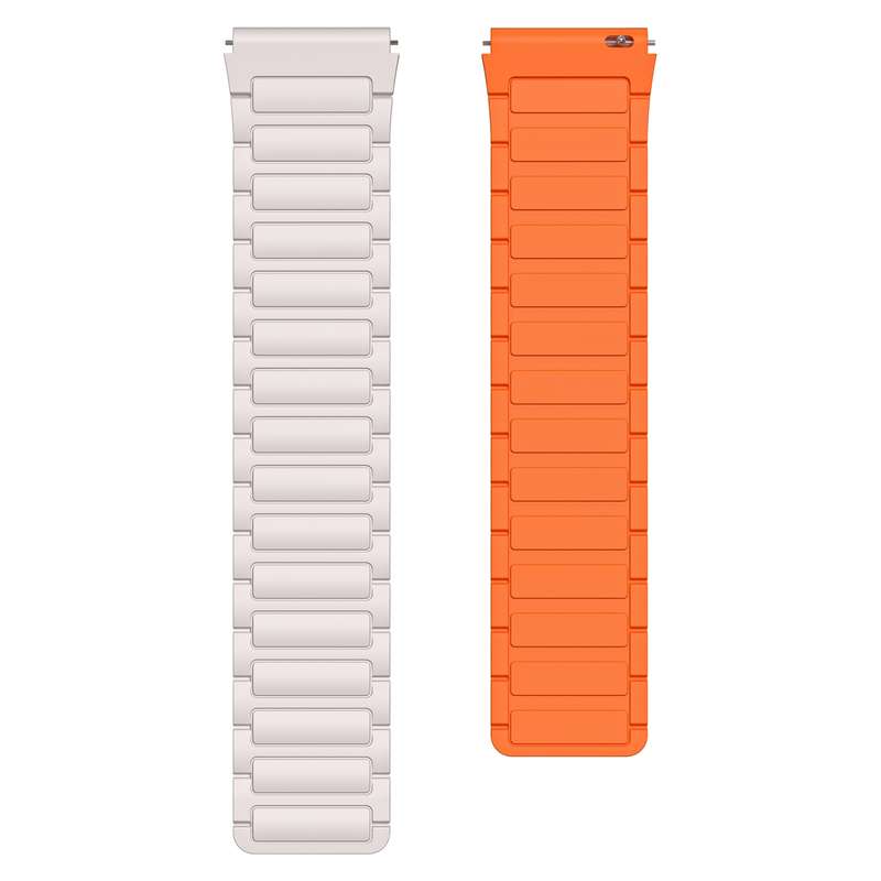 For Ticwatch GTX 22mm I-shaped Magnetic Silicone Watch Band(Starlight+Orange)