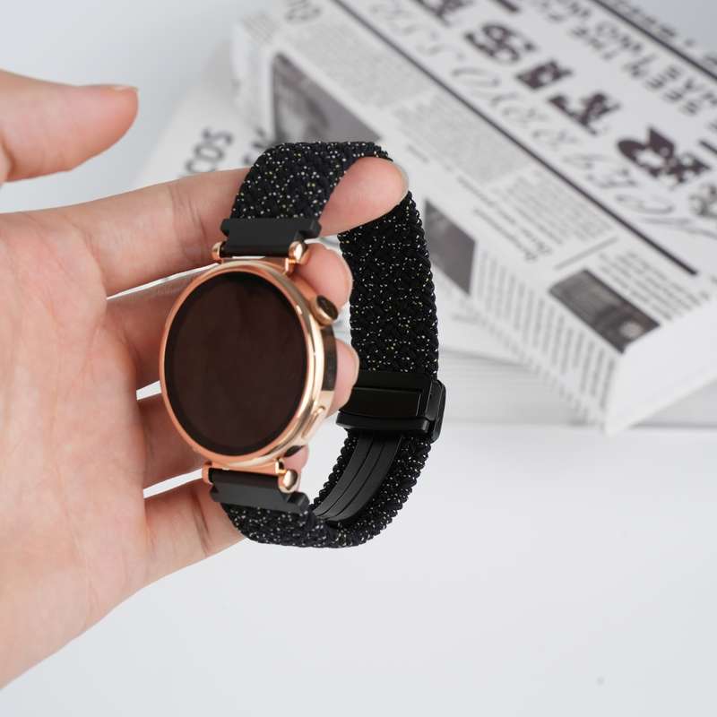 For Ticwatch Pro X 22mm Magnetic Buckle Braided Watch Band(Stars Black)