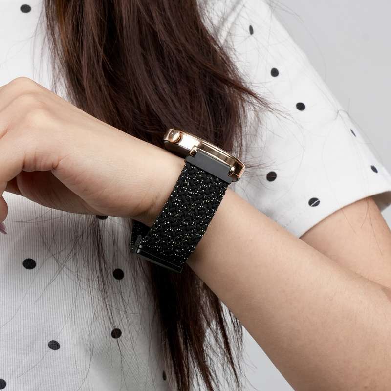 For Ticwatch Pro X 22mm Magnetic Buckle Braided Watch Band(Stars Black)