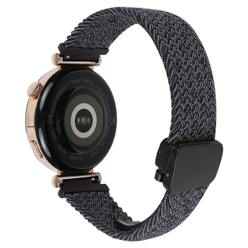 For Samsung Galaxy Watch 6 Classic 20mm Magnetic Buckle Braided Watch Strap(Metallic  Black)