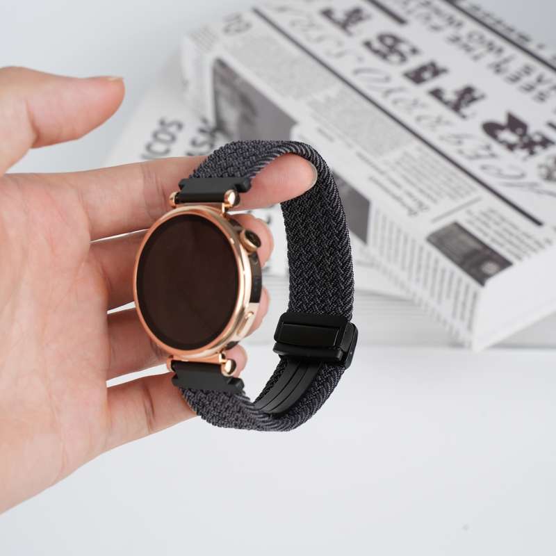 For Samsung Galaxy Watch 6 Classic 20mm Magnetic Buckle Braided Watch Strap(Metallic  Black)
