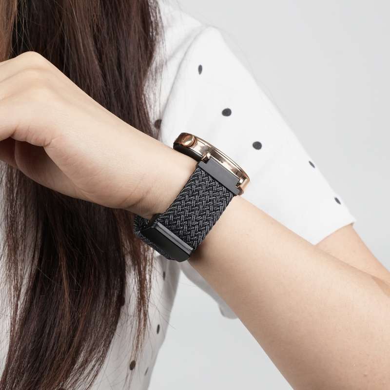 For Samsung Galaxy Watch 6 Classic 20mm Magnetic Buckle Braided Watch Strap(Metallic  Black)