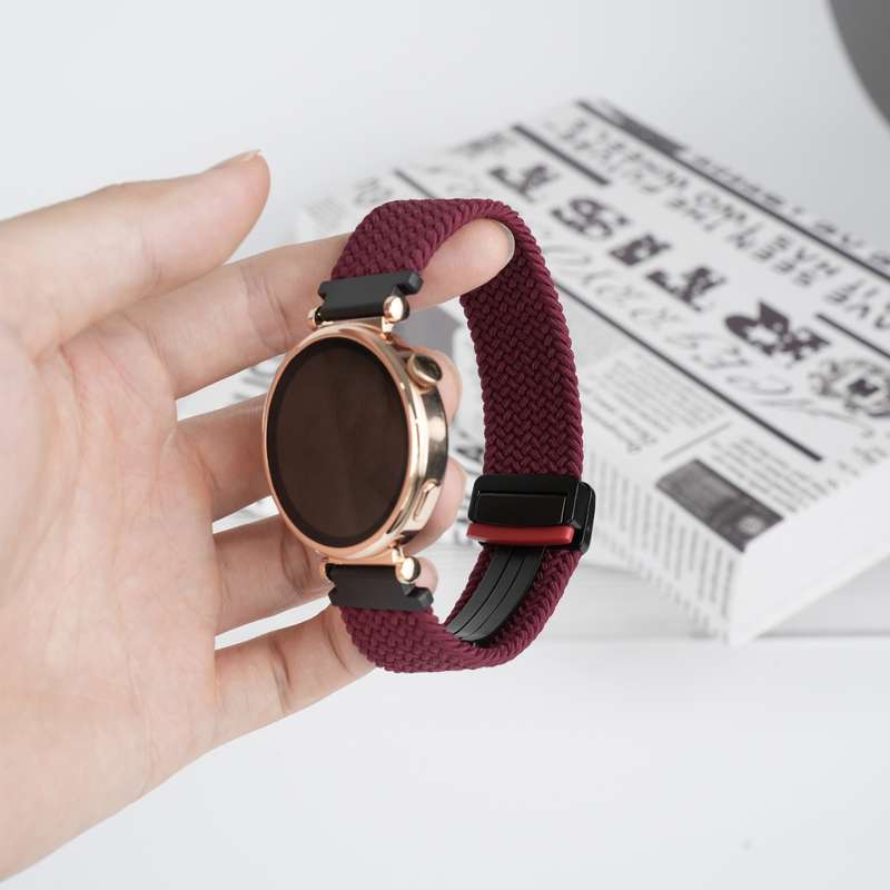 For Samsung Galaxy Watch 42mm 20mm Magnetic Buckle Braided Watch Strap(Wine Red)