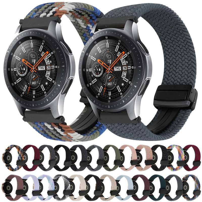 For Samsung Galaxy Watch 42mm 20mm Magnetic Buckle Braided Watch Strap(Wine Red)
