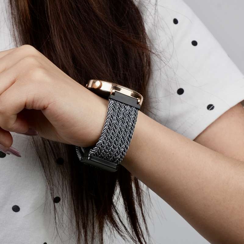 For Samsung Galaxy Watch 7 20mm Magnetic Buckle Braided Watch Strap(Metallic  Gray)