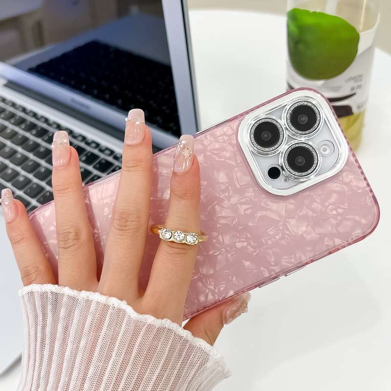 For iPhone 16 Plating Glitter Texture Ring Holder TPU Phone Case with Lens Film(White Tinfoil T