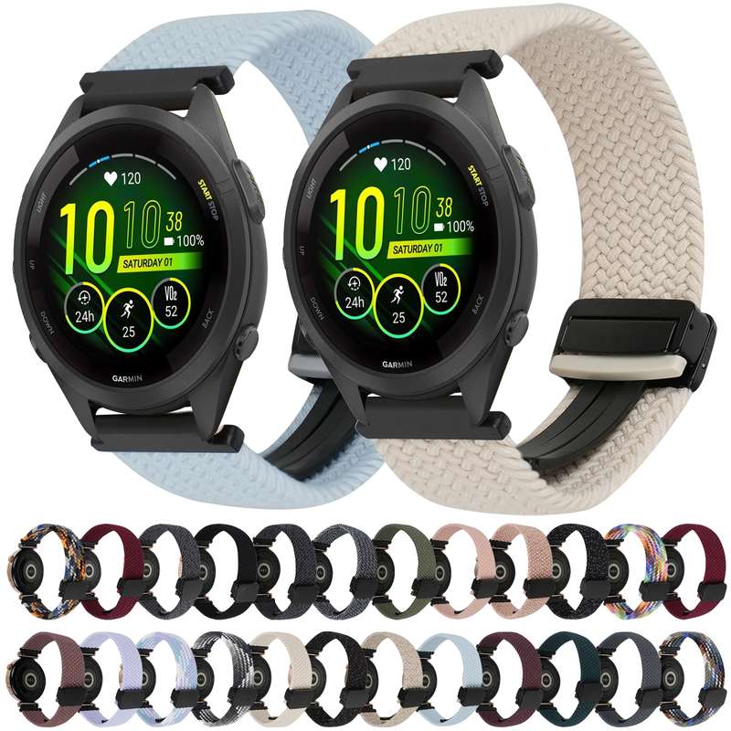 For Garmin Forerunner 265S 18mm Magnetic Buckle Braided Watch Band(Z Dark Chocolate)